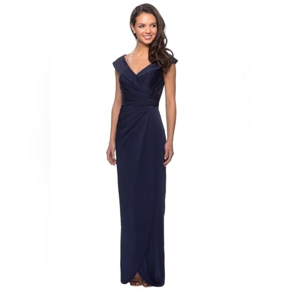 La Femme Formal Evening Gown Women's 4 Blue Off Shoulder Special Occasion Dress - Picture 1 of 10